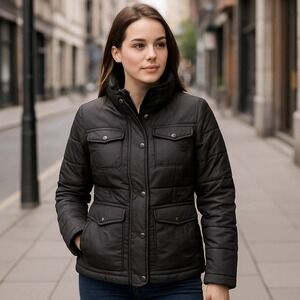 Dollhouse Puffer Jacket Quilted Lightweight Snap‎ Button Black Size M